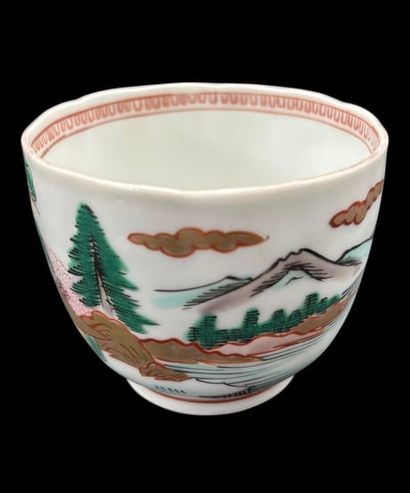 【5客セット】 古伊万里 湯呑み 金彩 松竹梅 山水風景図 色絵 蕎麦猪口 和食器 時代物 陶器 骨董品 アンティーク