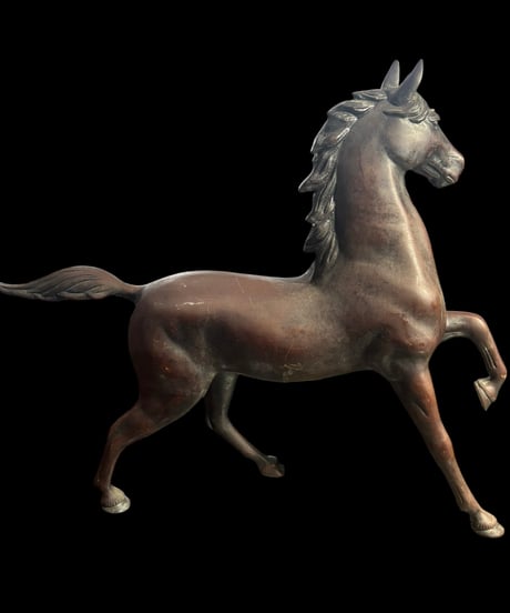 ブロンズ 馬 置物 干支 跳ね馬 縁起物 飾り 彫刻美術 銅製 工芸品 インテリア オブジェ 骨董品 アンティーク