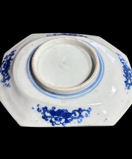古伊万里 染付 八角皿 [山水風景文図] 角皿 取り皿 飾り皿 和食器 明治 伊万里 陶器 骨董品 アンティーク