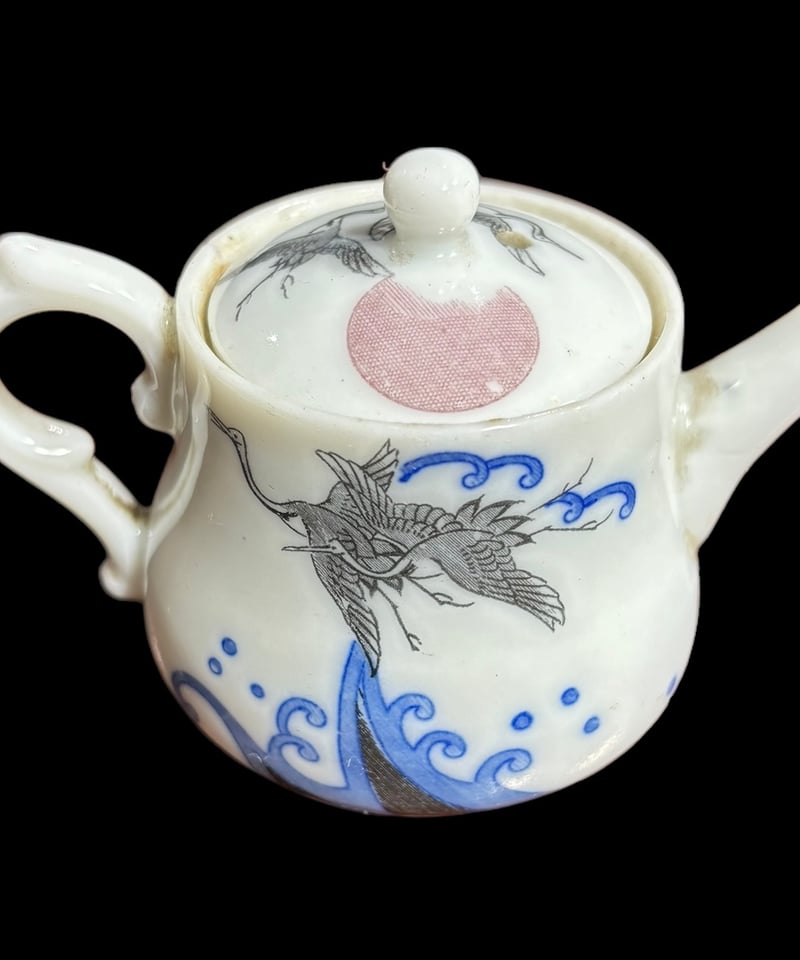 醤油差し [鶴 日 波絵] 蓋物 青磁 陶器 和食器 骨董品 | HORIDASHI市