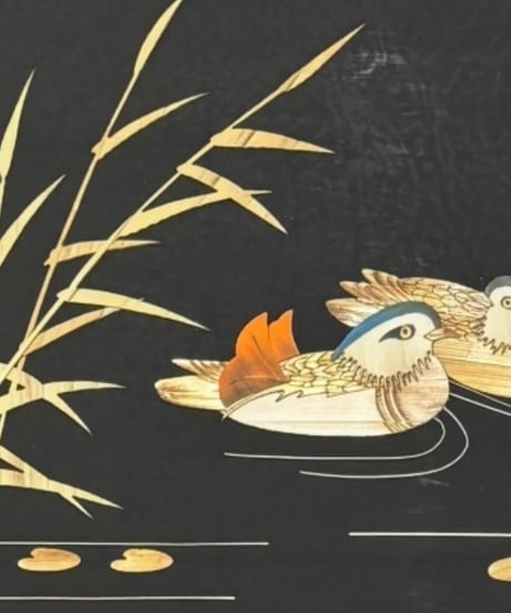 中国現地買入 おしどり 切り絵 貼り絵 中国 鴛鴦 風景 額 版画 アート イラスト 美術品 中国雑貨 コレクション 骨董品 アンティーク