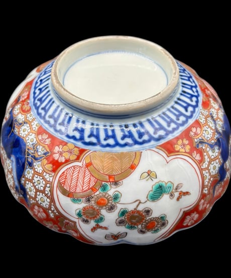 3組鉢 大聖寺伊万里 錦手金彩 馬舟草花文図 輪花鉢 時代物 色絵 大鉢 鉢 盛り皿 飾皿 古伊万里 古美術 和食器 骨董品 アンティーク