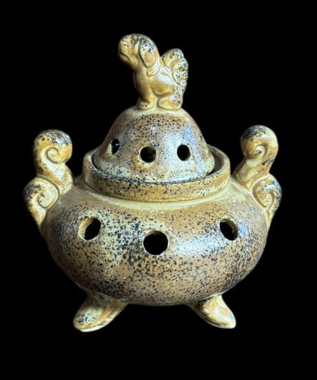 獅子 香炉 三足 狛犬 香道具 美術品 インテリア 置物 陶器 中国 時代物 骨董品 アンティーク