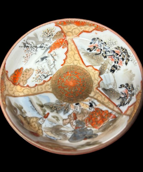 【希少!!】九谷造 色絵 豆皿 金彩 [松竹梅鳥文風景窓絵 粉彩人物絵] 小皿 平皿 取り皿 盛り皿 飾り皿 久谷 古久谷 和食器 骨董品 アンティーク