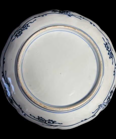 明治前期 古伊万里 染付 金彩 山水風景図 大皿 取り皿 飾り皿 和食器 陶器 骨董品 アンティーク