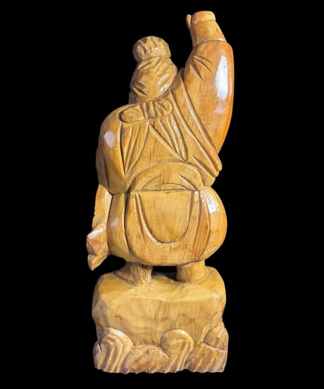 木彫り 恵比寿 七福神 木製 恵比寿様 開運 縁起物 彫刻 仏像 古美術 インテリア 置物 オブジェ 骨董品 アンティーク
