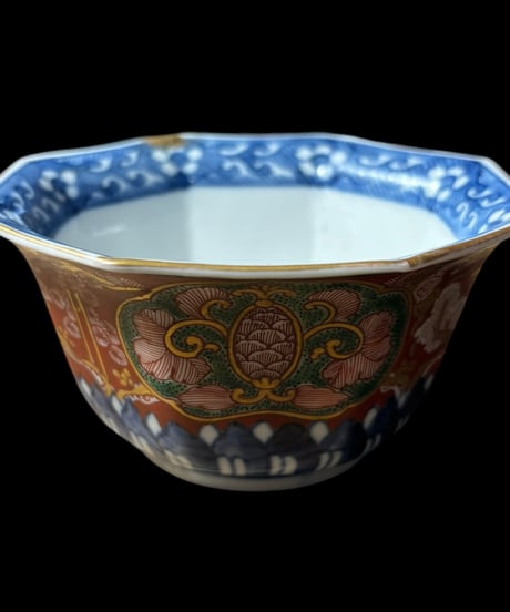 【金継ぎ】古伊万里 小鉢 色絵 八角鉢 金彩 赤絵 鉢 盛り皿 飾り皿 深鉢 器 和食器 伊万里 骨董品 アンティーク