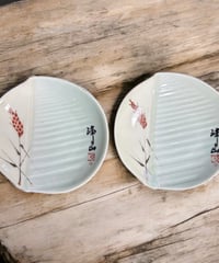【2客セット】峰山 稲 平皿 丸皿 小皿 取り皿 飾り皿 和食器 昭和 レトロ 骨董品 アンティーク