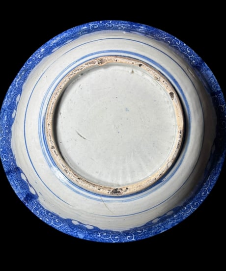 明治期 古伊万里 染付大鉢 菊文図 盛り鉢 鉢 取り皿 飾り皿 和食器 陶器 伊万里 骨董品 アンティーク