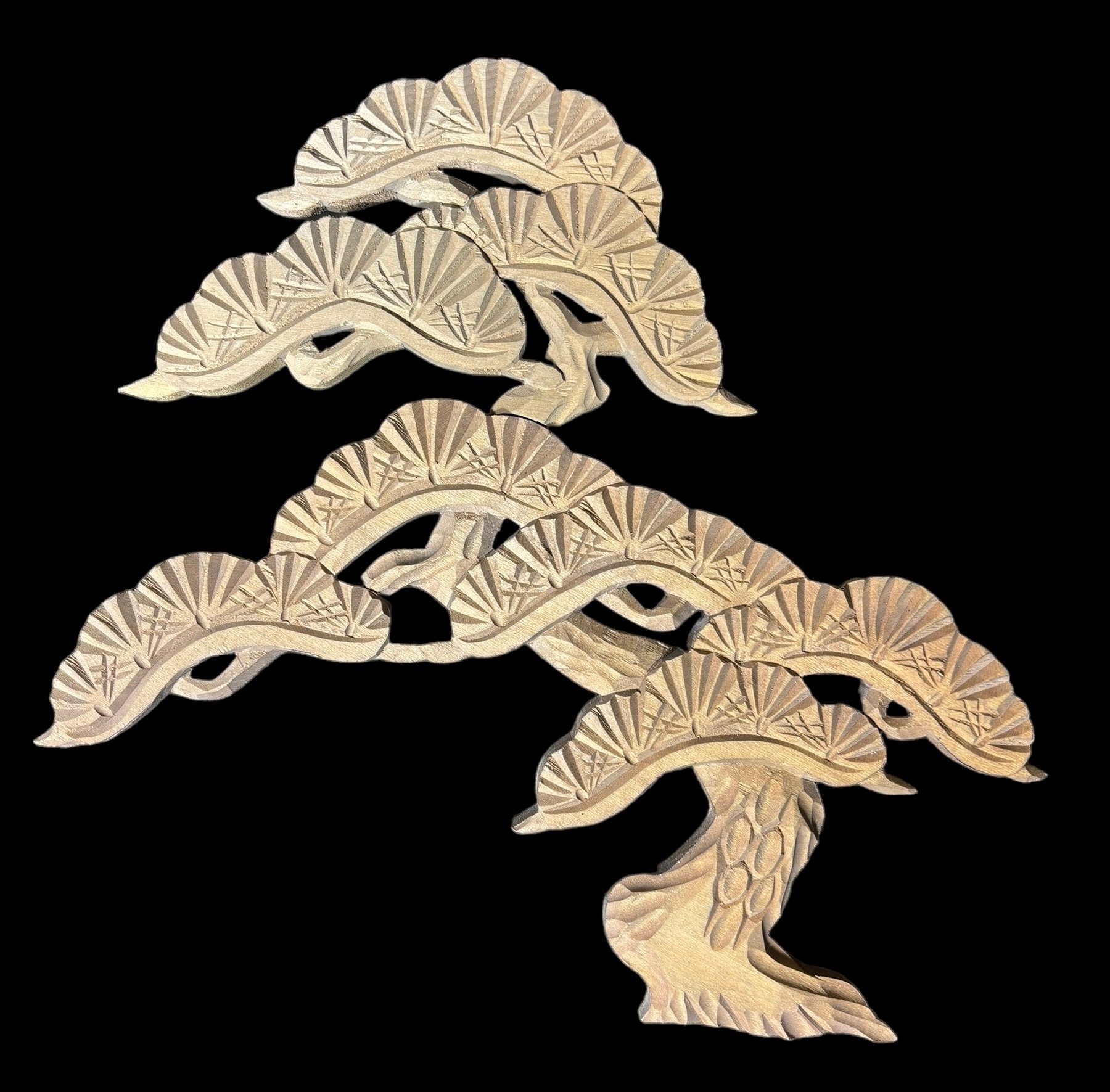 欄間 彫刻 縁起物 松 木彫り 伝統工芸 時代建具 古民家　幅1850mm original