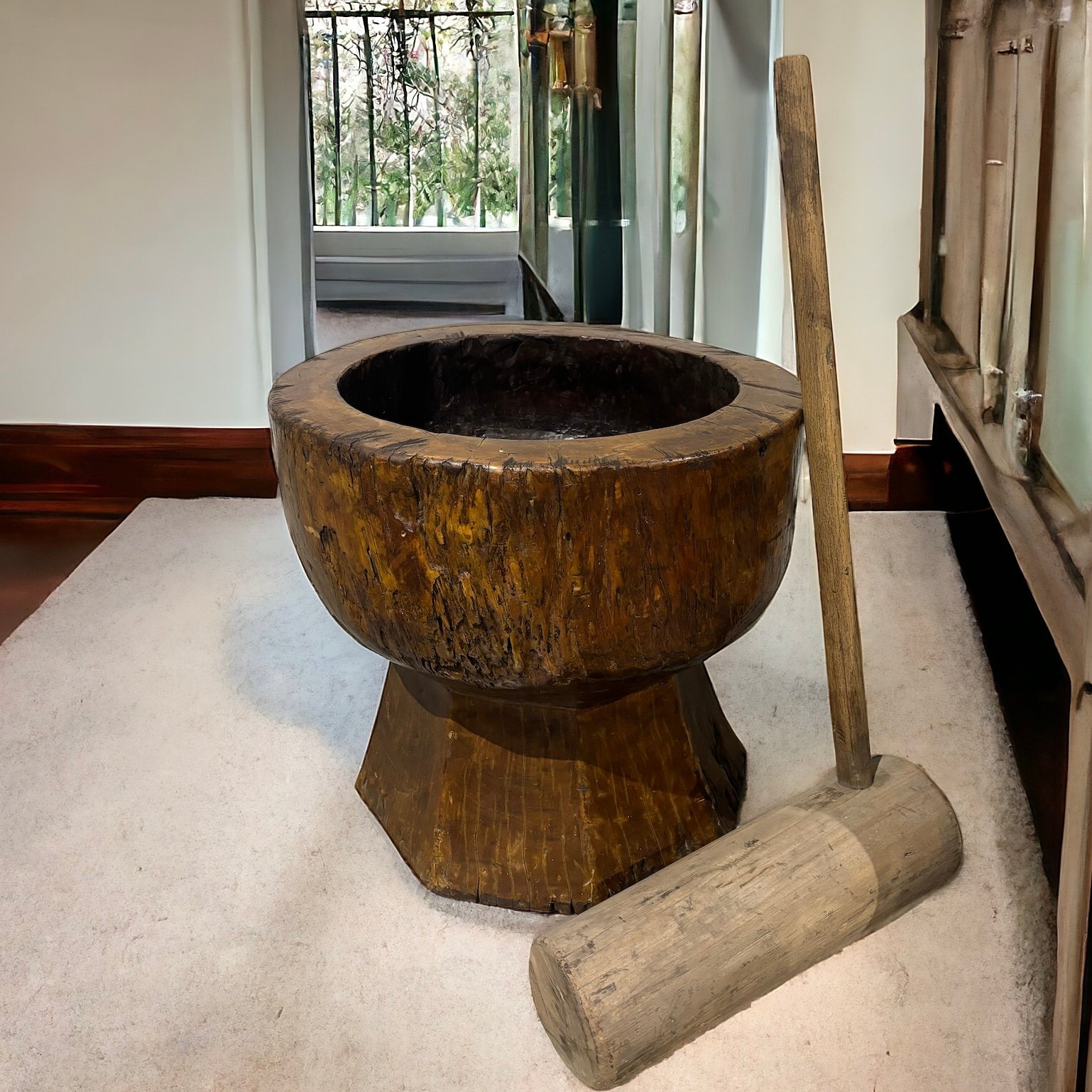 お餅つき　臼　レトロ　置物　工芸品　骨董品　インテリア　018 original