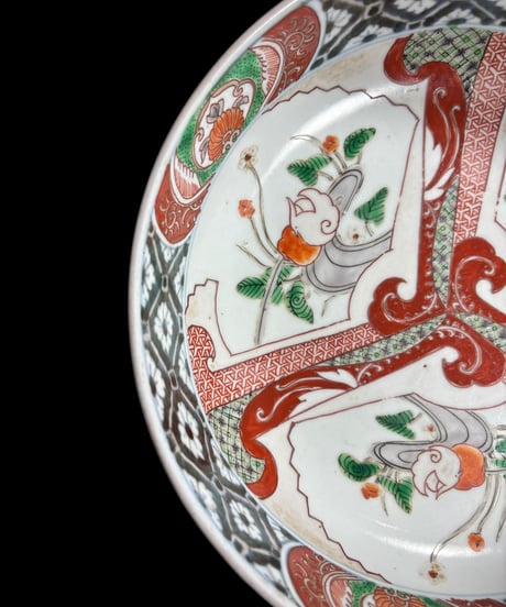 赤絵 大鉢 [松竹梅鳥文] 色絵 鉢 丸皿 取り皿 飾り皿 和食器 明治 陶器 骨董品 アンティーク