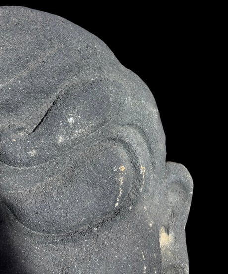 竃神 石彫面 石物 彫刻 仏面 飾面 縁起物 古美術 時代物 インテリア 骨董品 アンティーク