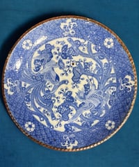 骨董品　大皿 まるで書画の世界！」古伊万里 染付皿(直径23cm) 2客セット 骨董