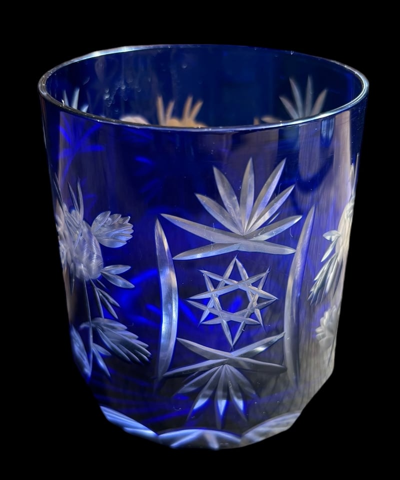 1客限定!!】切子グラス 青 冠水瓶 ブルー タンブラー コップ