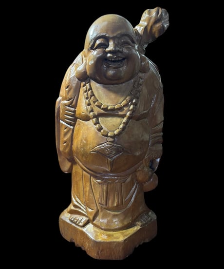 木彫り 布袋尊 七福神 木製 布袋様 商売繫盛 縁起物 彫刻 仏像 古美術 インテリア 置物 オブジェ 骨董品 アンティーク