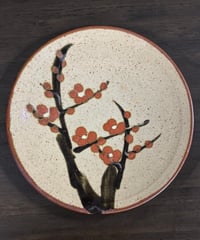 益子焼 絵皿 梅 伝統工芸 大皿 飾り皿 民芸陶器 骨董品 アンティーク