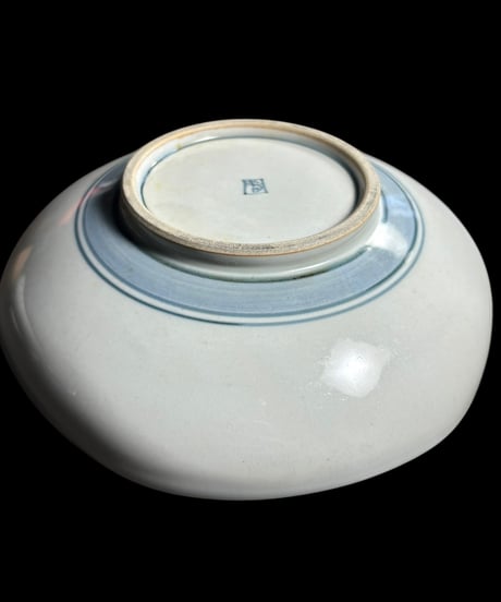 【2客セット】染付 丸皿 [魚絵] 青 時代物 小皿 取り皿 盛り皿 飾り皿 レトロ 和食器 骨董品 アンティーク