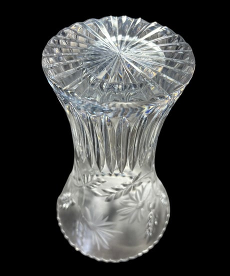 ボヘミアガラス 花瓶 フラワーベース クリスタル 硝子 花入れ 花器 陶器 インテリア 昭和 レトロ 骨董品 アンティーク