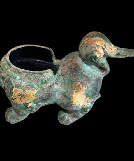 福徳獅子 香炉 鋳鉄製 唐獅子 狛犬 置物 美術品 縁起物 オブジェ 陶磁器 陶器 骨董品 アンティーク