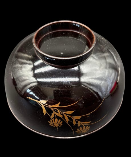 【3客セット】 江戸期 金蒔絵 黒塗り 吸物椀 草花文 御汁椀 漆器 塗物 煮物 縁起物 和食器 骨董品 アンティーク