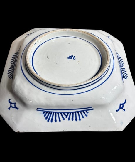 古伊万里 八角絵皿 [山水風景図] 染付 年代物 大皿 角皿 平皿 取り皿 盛り皿 飾り皿 伊万里 和食器 骨董品 アンティーク