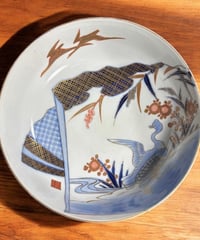 希少!!】九谷造 色絵 金彩 [松竹梅鳥文風景窓絵 粉彩人物絵 希少!!】九谷造 色絵 金彩 [松竹梅鳥文風景窓絵 粉彩人物絵