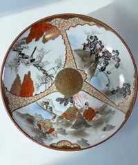 【希少!!】九谷造 色絵 金彩 [松竹梅鳥文風景窓絵 粉彩人物絵] 大皿 平皿 取り皿 盛り皿 飾り皿 久谷 古久谷 和食器 骨董品 アンティーク