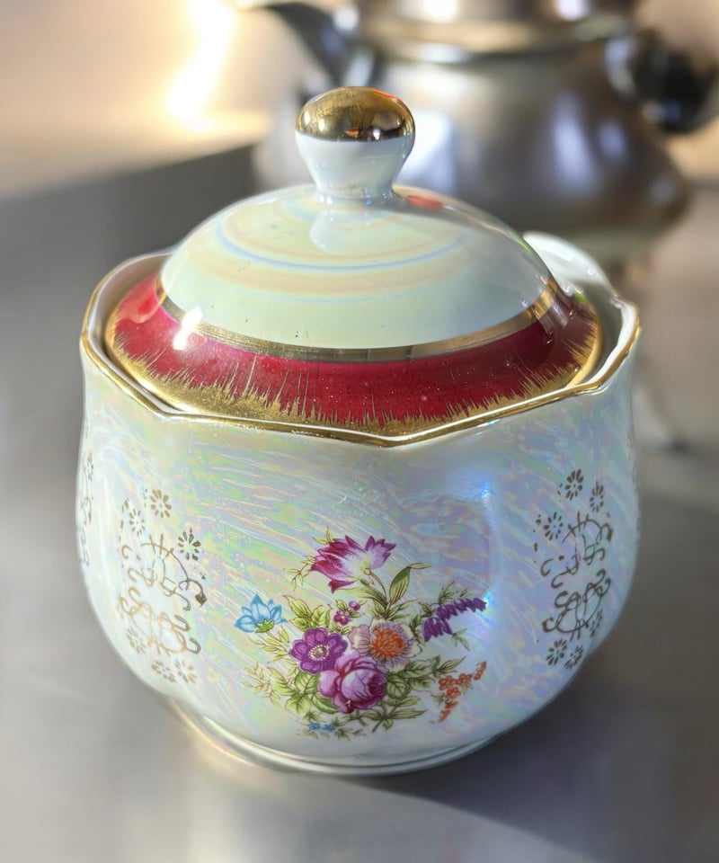 日本製 花柄 オーロラ シュガーポット 潤喫茶 洋食器 食器 茶器 日本製 花柄 オーロラ シュガーポット 潤喫茶 洋食器 食器 茶器