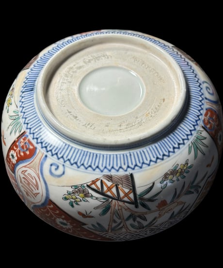 伊万里 大鉢 [松竹梅草花蝶鳥文絵] 色絵 丸皿 取り皿 飾り皿 鉢 和食器 明治 古伊万里 陶器 骨董品 アンティーク