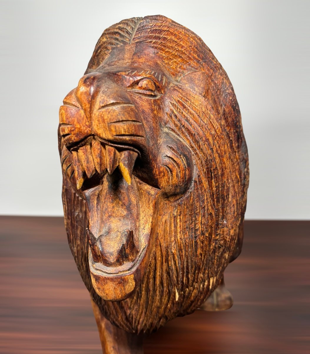 【美品】ライオン　木彫　ヨーロッパ　置物　インテリア　工芸品　美術品　A3371 美品】ライオン木彫ヨーロッパ置物インテリア工芸品美術品A3371