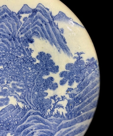 古伊万里 染付 [山水風景図] 大皿 丸皿 取り皿 飾り皿 和食器 江戸 伊万里 陶器 骨董品 アンティーク