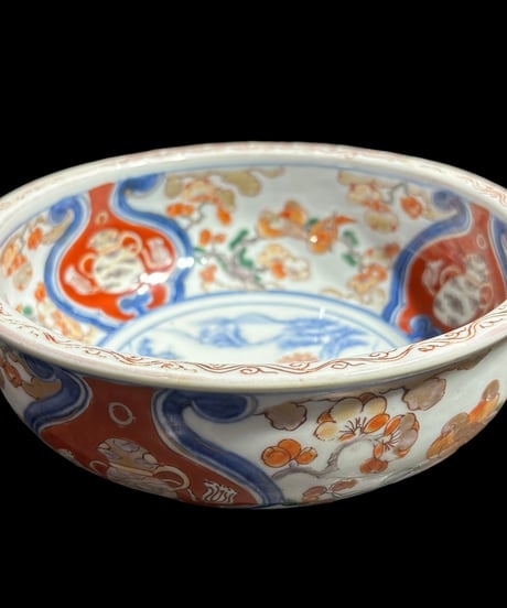 古伊万里 中鉢 [松竹梅鳥風景絵] 色絵 盛り皿 飾り皿 鉢 大鉢 深鉢 器 伊万里 江戸時代 和食器 骨董品