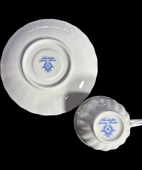 【4客揃】Noritake カップ&ソーサー ノリタケ 青花文 マグカップ 紅茶 コーヒー カップ 器 茶器 昭和 レトロ 骨董品 アンティーク