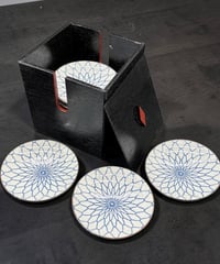 【10客セット】 備前焼 萬泉 豆皿 網目模様 染付 小皿 丸皿 銘々皿 木箱 和食器 骨董品 アンティーク