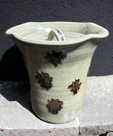 水差し 灰釉 点文 茶器 茶道具 水指 ピッチャー 陶器 骨董品 アンティーク