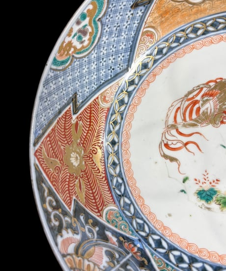 【現品限り!!】伊万里 大鉢 [鳳凰松竹梅草花文] 金彩 赤絵 色絵 鉢 丸皿 盛り皿 飾り皿 古伊万里 古美術 明治 和食器 骨董品 アンティーク