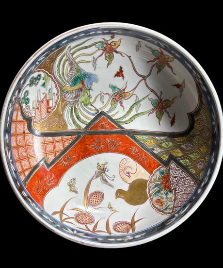 古伊万里 金彩 大鉢 [鳳凰 松竹梅文桐絵] 色絵 鉢 丸皿 取り皿 飾り皿 和食器 伊万里 陶器 骨董品 アンティーク