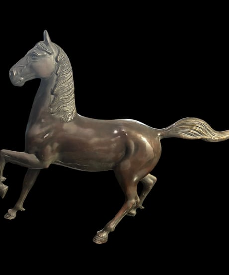 ブロンズ 馬 置物 干支 跳ね馬 縁起物 飾り 彫刻美術 銅製 工芸品 インテリア オブジェ 骨董品 アンティーク