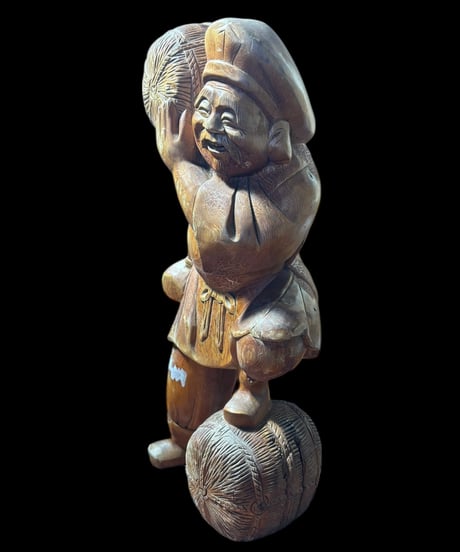 木彫民藝品 大黒天 七福神 木製 大黒様 恵比寿 開運 縁起物 彫刻 仏像 古美術 インテリア 置物 オブジェ 骨董品 アンティーク