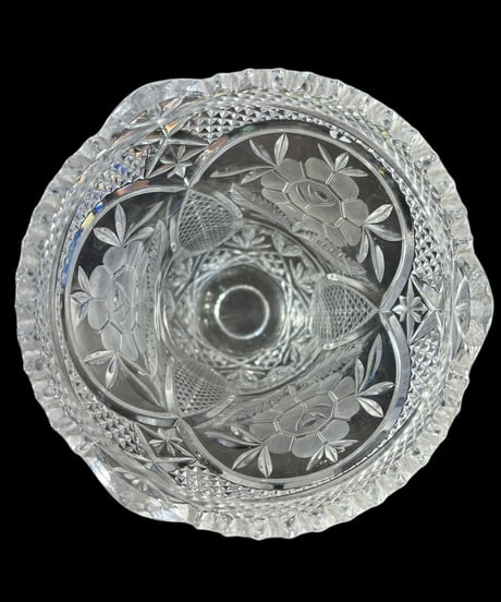 クリスタルガラス 花瓶 フラワーベース クリスタル 硝子 花入れ 花器 陶器 インテリア 昭和 レトロ 骨董品 アンティーク