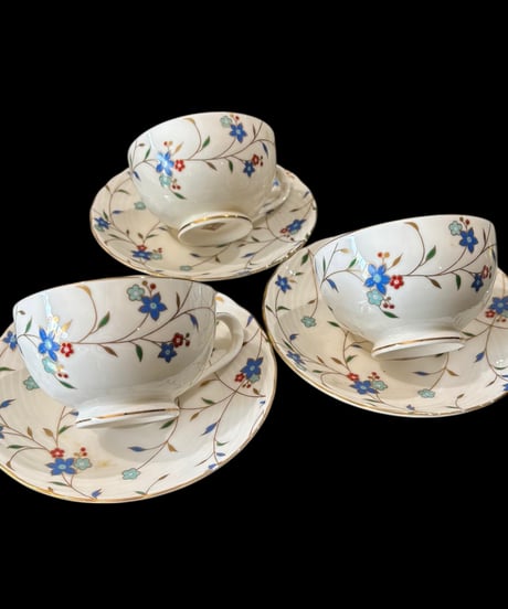 【3客揃】 彩 IRODORI カップ&ソーサー 花柄 マグカップ 紅茶 コーヒー カップ 器 茶器 昭和 レトロ アンティーク