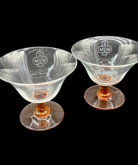 【2個セット】 純喫茶 クローバー レトログラス 琥珀色 デザートグラス ガラス サンデー アイス クリスタル 食器 レトロ アンティーク
