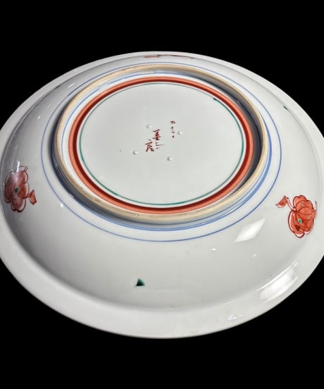 九谷 在銘 牡丹図 大皿 色絵 丸皿 九谷焼 盛り皿 飾り皿 古美術 和食器 骨董品 アンティーク