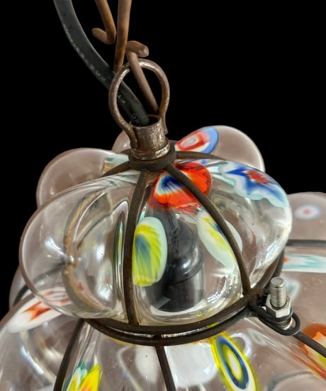 ミルフィオリ Millefiori 伊イタリア製 アンティークランプ ヴェネチアンガラス 照明 ペンダントランプ インテリア ライト 装飾品 アンティーク