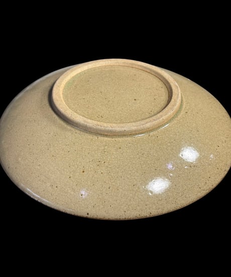 益子焼 絵皿 草花 伝統工芸 大皿 飾り皿 民芸陶器 骨董品 アンティーク