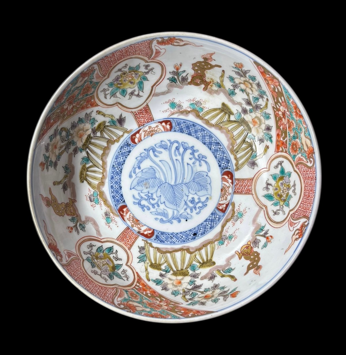 現品限り!!】2組鉢 伊万里 獅子草花文図 金彩 赤絵 色絵 鉢 丸皿 盛り