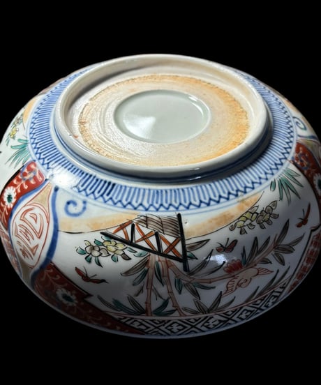 伊万里 大鉢 [松竹梅草花蝶鳥文絵] 色絵 丸皿 取り皿 飾り皿 鉢 和食器 明治 古伊万里 陶器 骨董品 アンティーク