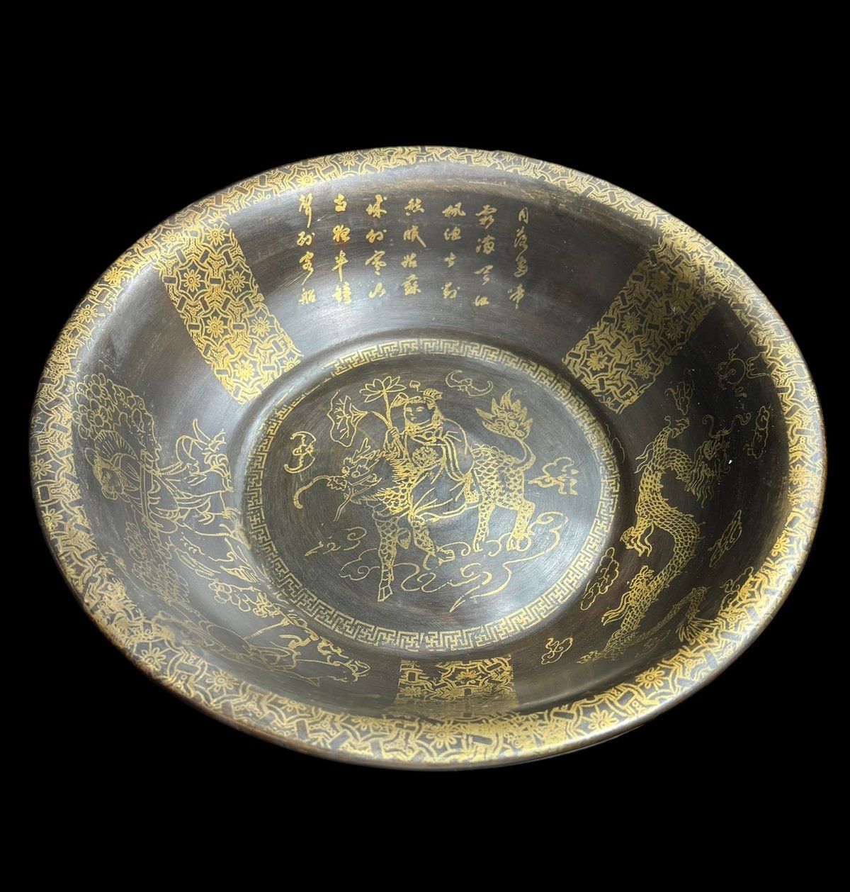 中国雑貨 銅盆地 [龍 鳥 獅子 人物 風雲] ボウル 盆地 洗浄 中国