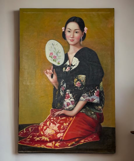 中国美術 油絵【人物画】額装 壁掛 絵画 色絵 民国 古美術 アンティーク コレクション